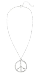 Hippie Peace Kette mit Strass silber - 1