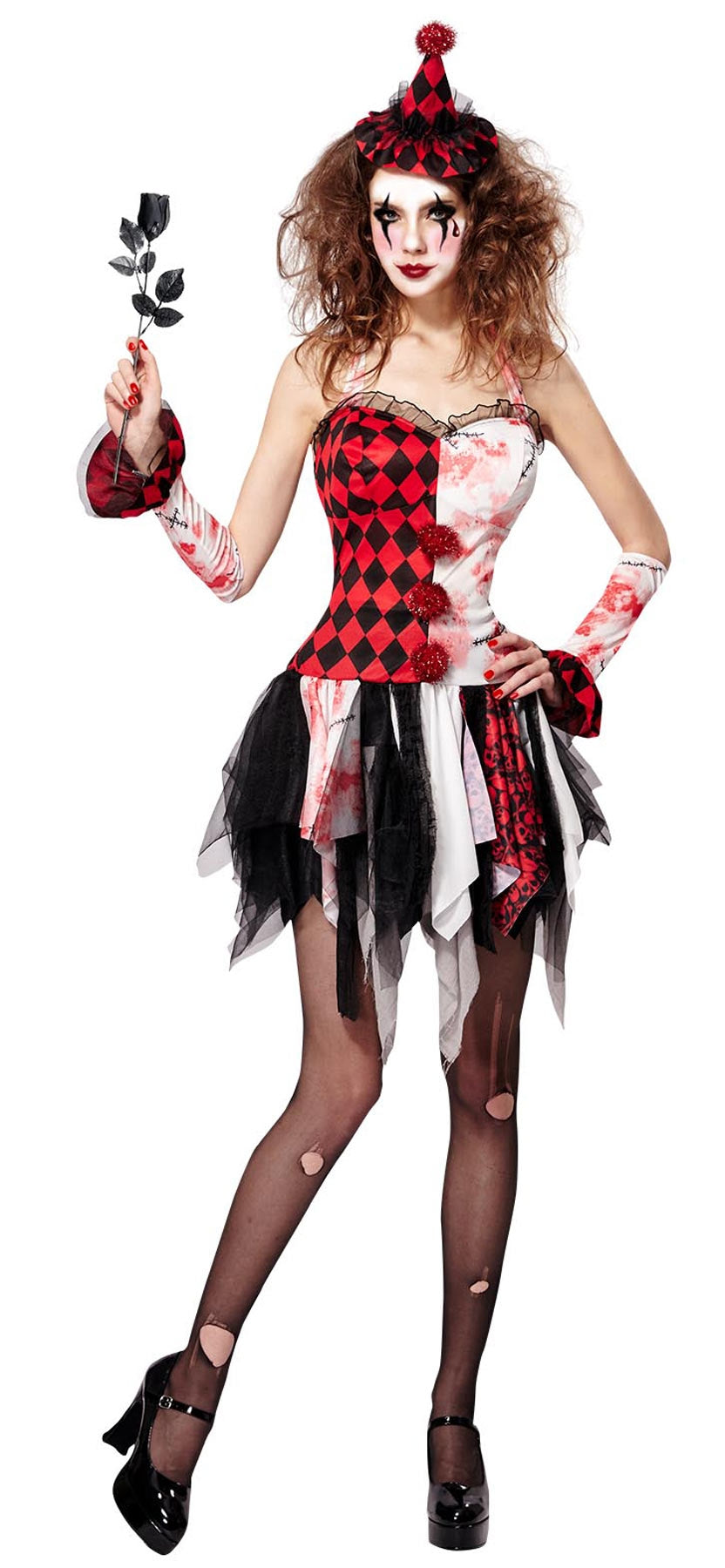 Atosa Harlekin-Kostüm Für Kinder – Rautenmuster Mit Glöckchen Für Halloween