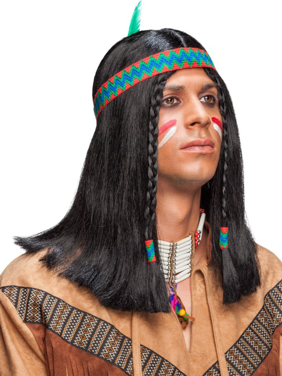 Indianer Perücke Mondjäger Mit Zöpfen 1