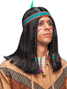 Indianer Perücke Mondjäger Mit Zöpfen 1