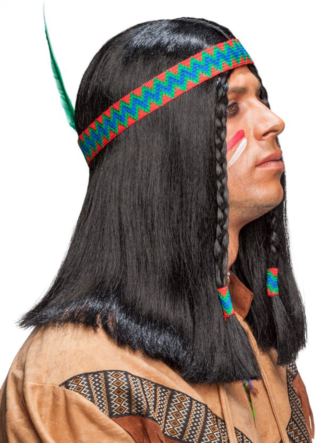 Indianer Perücke Mondjäger Mit Zöpfen 3