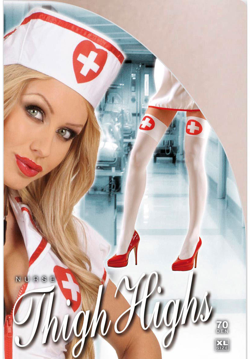 Krankenschwester XL Strümpfe weiss-rot - 3