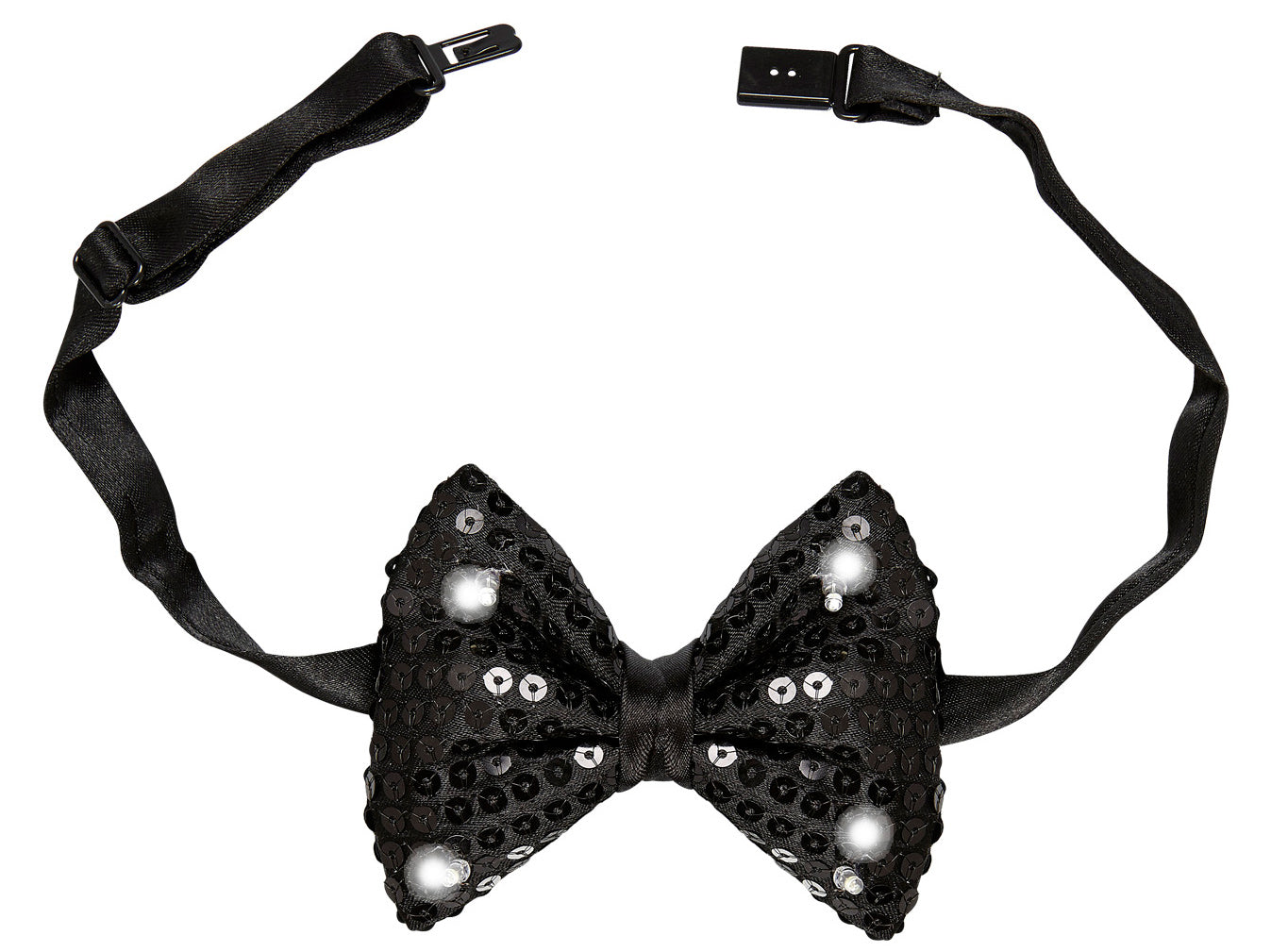 LED Pailletten Fliege schwarz - 1