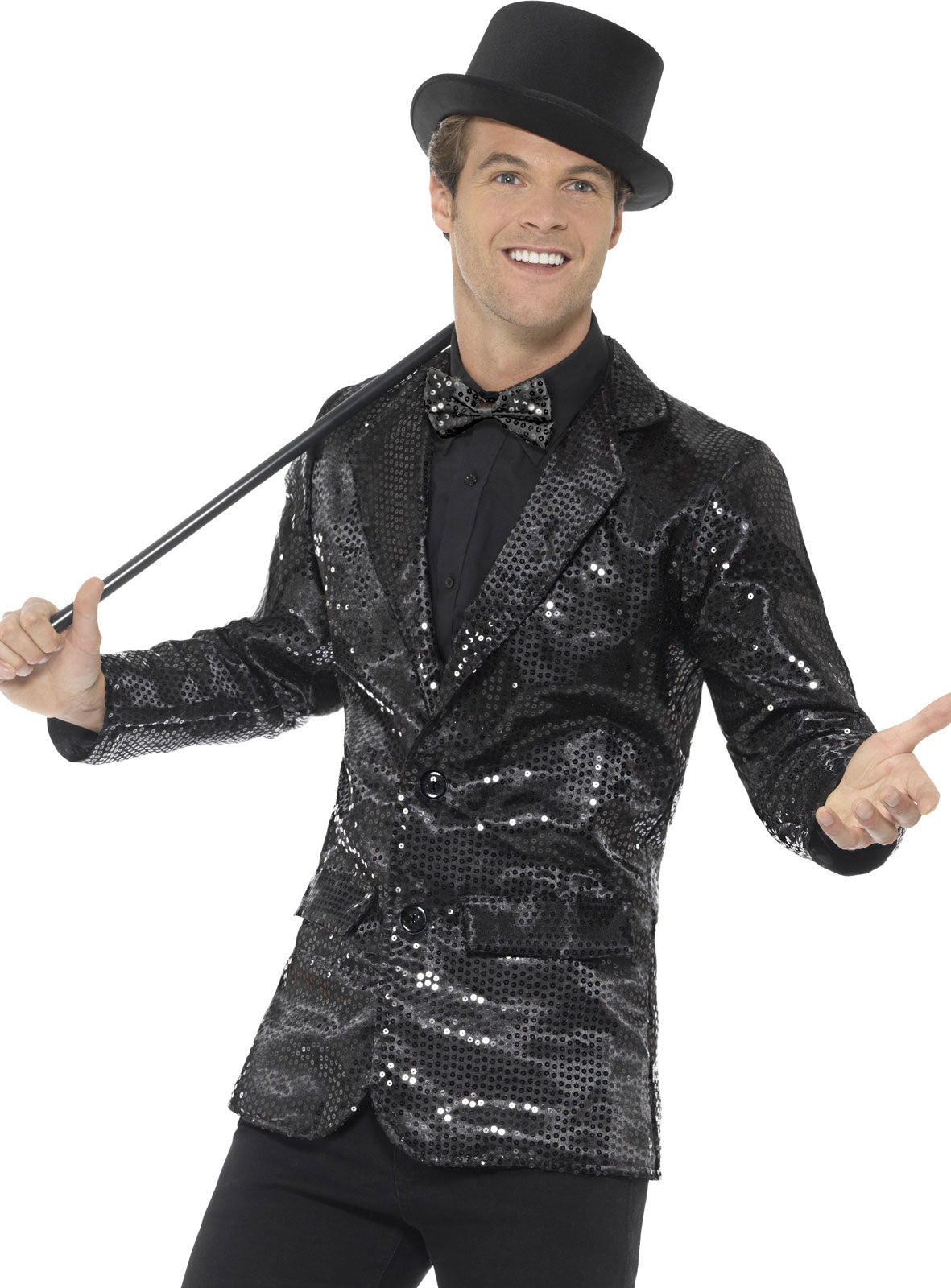 Party Pailletten Jacke schwarz für Herren - 1