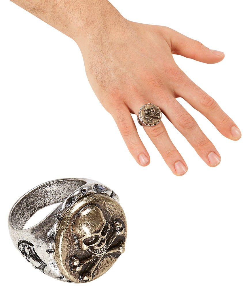 Piraten Totenkopf Ring gold-silber - 1