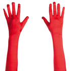 Rote elastische Satin-Handschuhe 43cm - 1