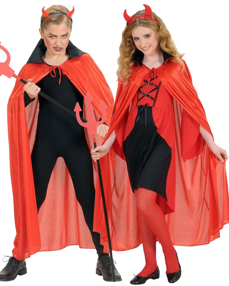 Roter Umhang mit schwarzem Satin-Kragen 110cm - 1
