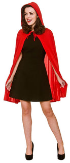 Rotes Kapuzencape kurz für Damen - 1
