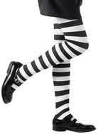Kinder-Strumpfhose schwarz-weiß-gestreift - 1