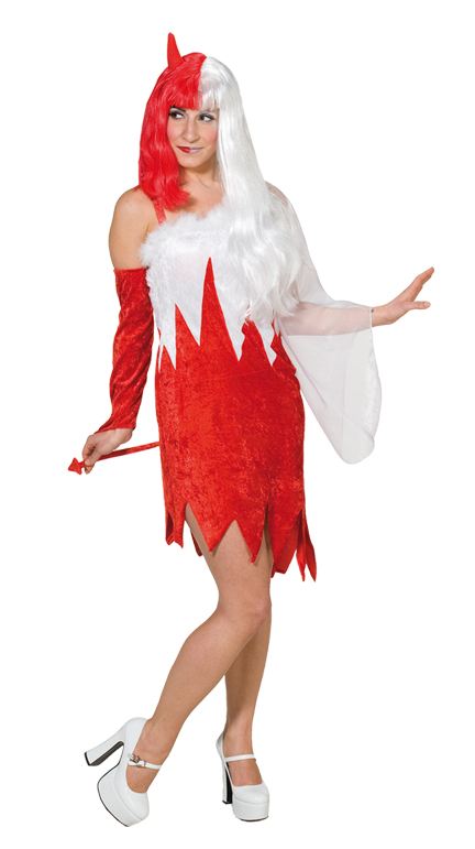 Teuflischer Engel Kostüm weiß-rot für Damen - 1