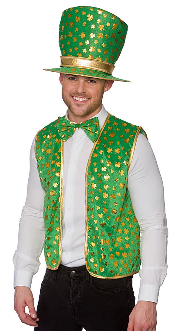 St. Patrick`s Day Kleeblatt Set Weste Fliege Hut - 1