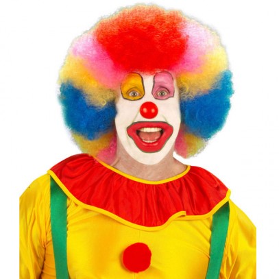 Lockige Multi-Color Clown Perücke Afro Deluxe