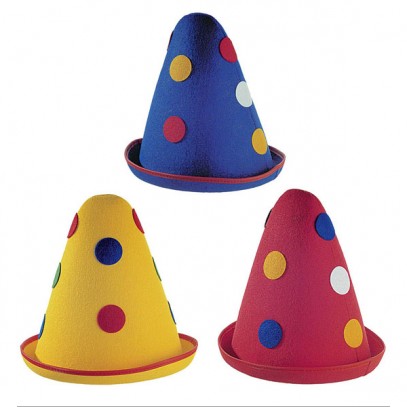 Spitzer Clown Hut gepunktet in verschiedenen Farben