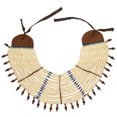 Indianer Halsband rund blau-beige-braun