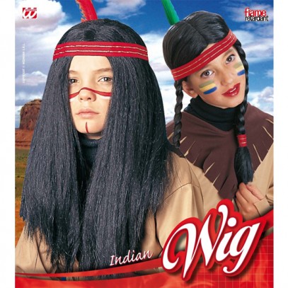 Indianer Perücke mit Stirnband für Kinder