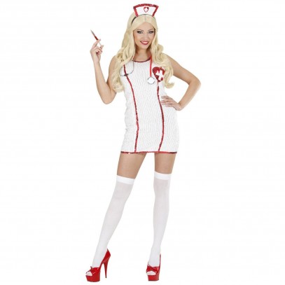 Sexy Krankenschwester Kostüm Stacey Paillettenkleid