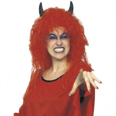 Teufel Lady Perücke für Damen rot 